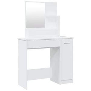 vidaXL Toaletka z lustrem, biała, 86,5x35x136 cm