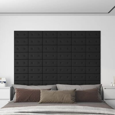 vidaXL Panele ścienne, 12 szt., czarne, 30x15 cm, sztuczna skóra