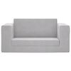vidaXL 2-os. sofa dla dzieci, rozkładana, jasnoszara, miękki plusz
