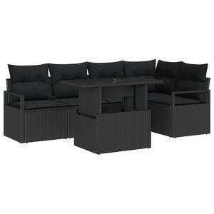 vidaXL Zestaw Sof na Ogr&oacute;d z poduszką 6 pcs Czarny polirattan