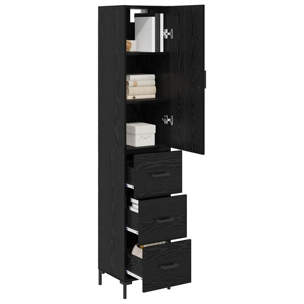 vidaXL Highboard Czarny Dąb 34,5 x 34 x 180 cm Materiał drewnopochodny