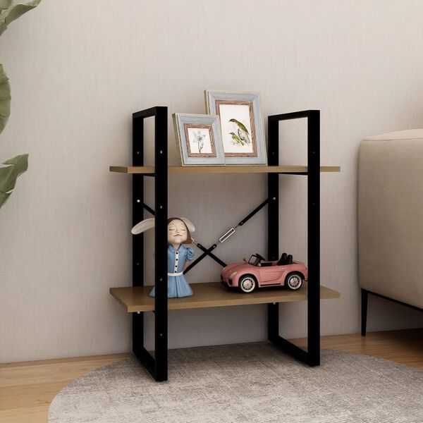 vidaXL Regał na książki, 2 p&oacute;łki, brązowy, 60x30x70 cm, drewno sosnowe