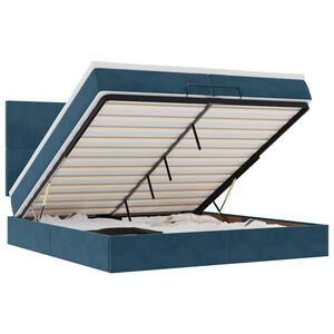 vidaXL Ł&oacute;żko otomana z materacami i diodami LED Ciemnoniebieski