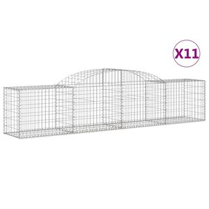 vidaXL Kosze gabionowe, 11 szt., 300x50x60/80 cm, galwanizowane żelazo