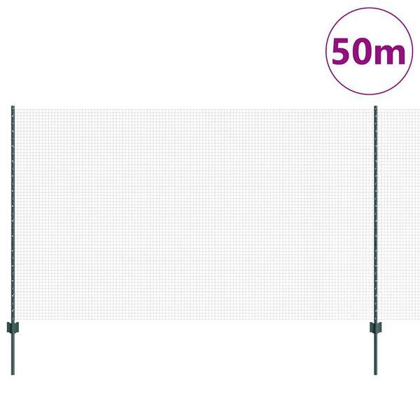 vidaXL Ogrodzenie z słupkiem Zielony 1,4 x 50 m Stal i PVC