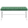 vidaXL Ławka, 99 cm, ciemnozielona, aksamit i stal nierdzewna