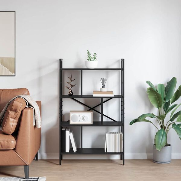 vidaXL P&oacute;łka na książki Czarny Dąb 75 x 30 x 123,5 cm