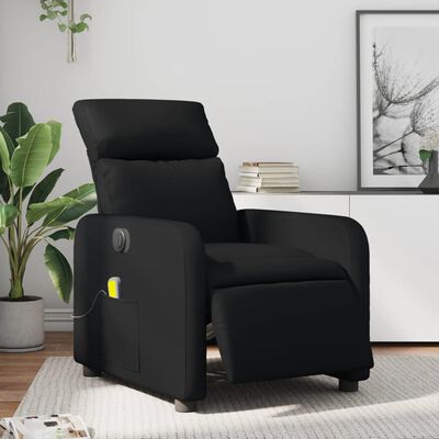 vidaXL Rozkładany fotel masujący, elektryczny, czarny, sztuczna skóra