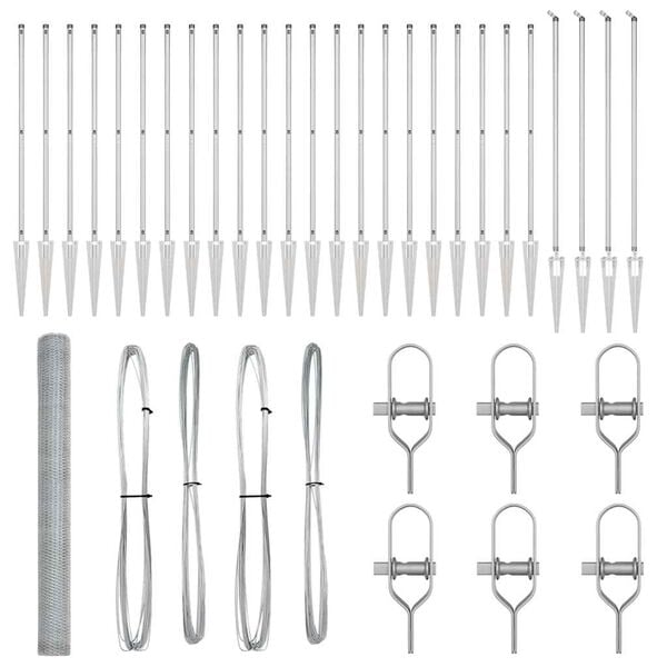 vidaXL Słupek ogrodzeniowy. Srebrny 50 x 1,6 m (siatka 25 mm) Stal