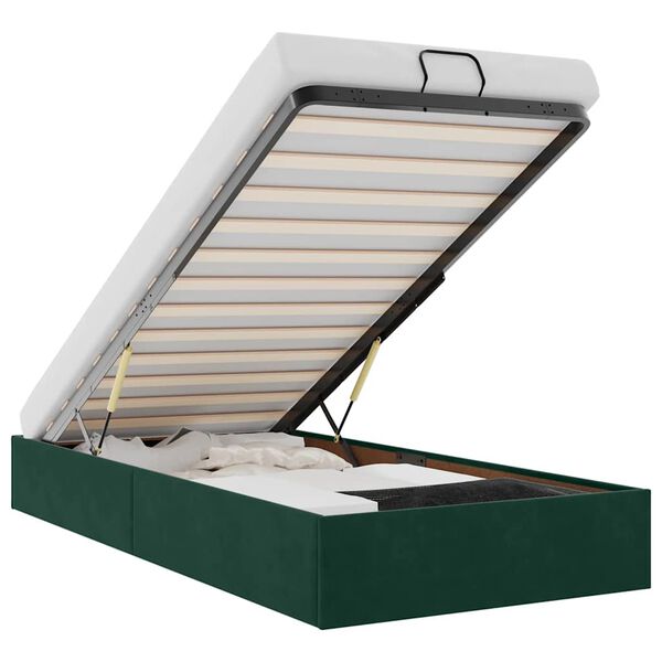 vidaXL Rama ł&oacute;żka otomana bez materaca, zielona, 100x200 cm, aksamit