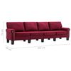 vidaXL 4-osobowa sofa, kolor czerwonego wina, tapicerowana tkaniną