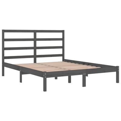 vidaXL Rama łóżka, szara, lite drewno sosnowe, 140x190 cm