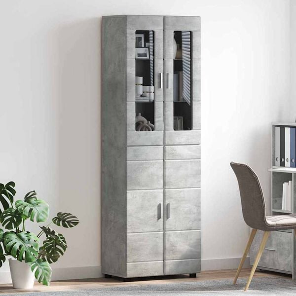 vidaXL Highboard z p&oacute;łką FLORIN Betonowy szary 60 x 35 x 182 cm