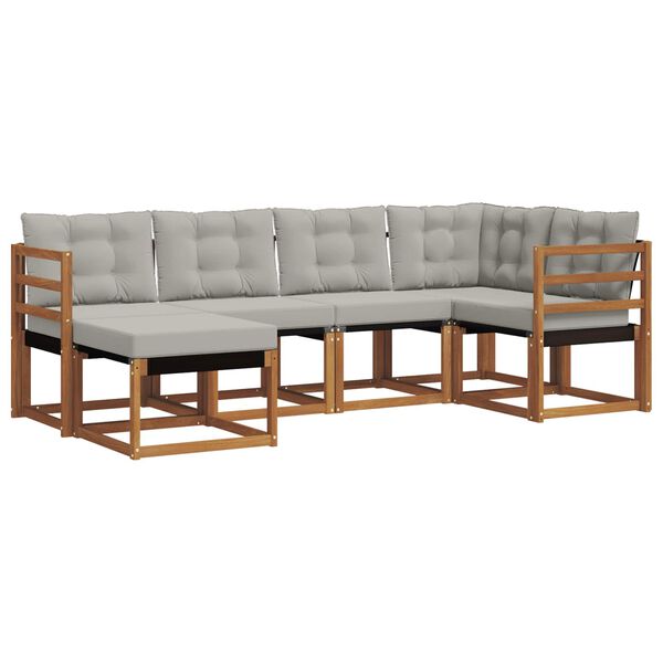 vidaXL Zestaw sof na zewnątrz z poduszką 6 pcs Naturalny i Jasny Szary