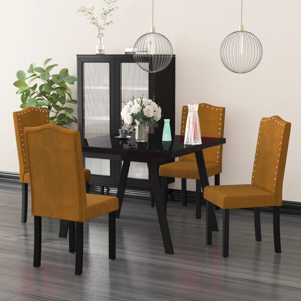 vidaXL Krzesła stołowe, 4 szt., brązowe, obite aksamitem