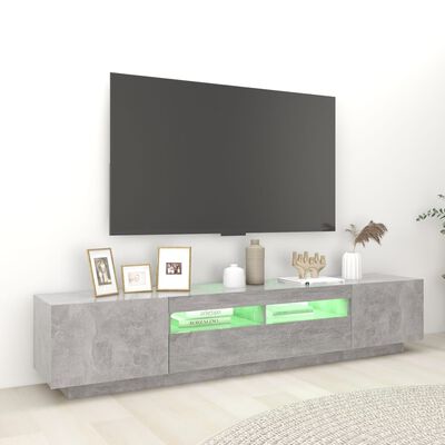 vidaXL Szafka pod TV z oświetleniem LED, szarość betonu, 200x35x40 cm
