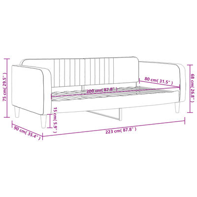 vidaXL Sofa z funkcją spania, różowa, 80x200 cm, obita aksamitem