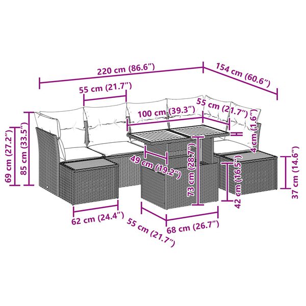vidaXL Zestaw Sof na Ogr&oacute;d z przechowywaniem 10 pcs Czarny Polirattan