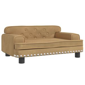 vidaXL Sofa dla dzieci, brązowa, 70x45x30 cm, aksamit