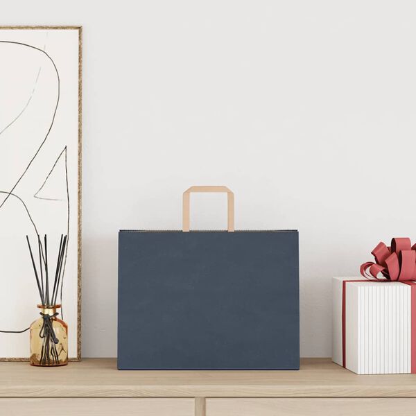 vidaXL Torby papierowe 250 szt. z uchwytami Niebieskie 32x17x25 cm