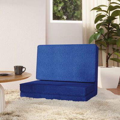 vidaXL Składane krzesło podłogowe, niebieskie, tkanina