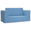 vidaXL 2-os. sofa dla dzieci, rozkładana, niebieska, miękki plusz