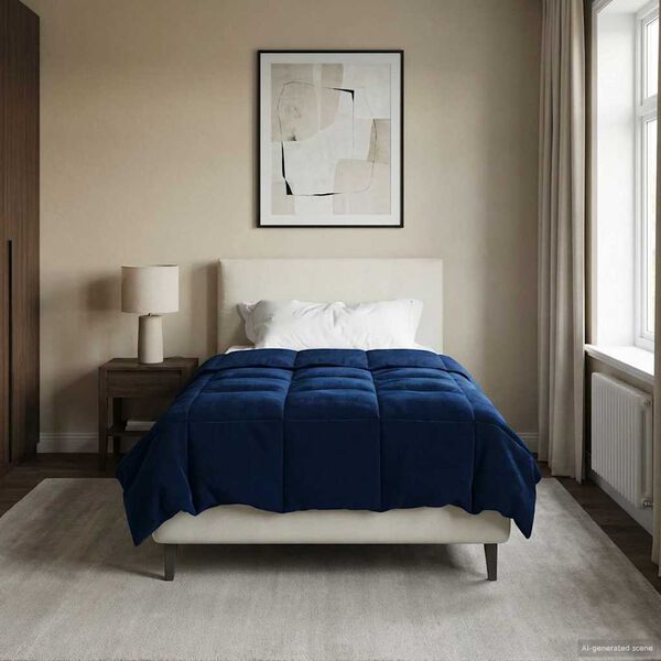 vidaXL Kołdra na cały rok Ciemnoniebieski 155 x 220 cm Mikrofibra