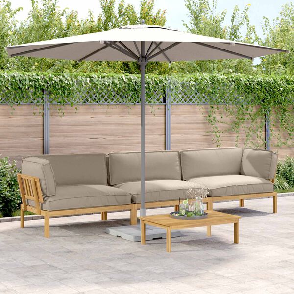 vidaXL Zestaw Sof z poduszką 4 pcs Ciemnoszary Lite Drewno Akacji