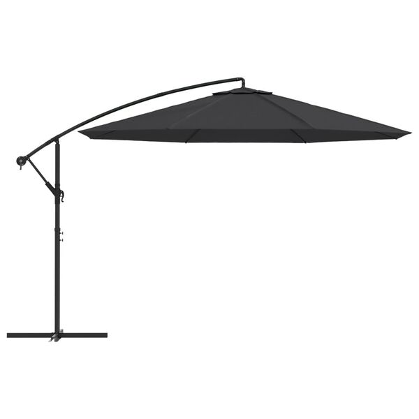 vidaXL Parasol wiszący z aluminiowym słupkiem, 350 cm, czarny