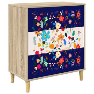 vidaXL Komoda z szufladami MAINZ Wz&oacute;r w kwiaty 66 x 36,5 x 75 cm