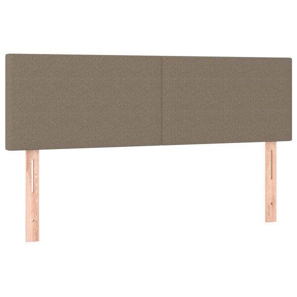 vidaXL Zagł&oacute;wek do ł&oacute;żka z LED, taupe, 144x5x78/88 cm, tkanina