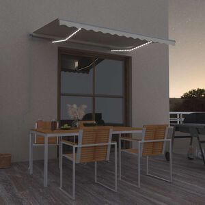 vidaXL Ręcznie zwijana markiza z LED, 300 x 250 cm, kremowa