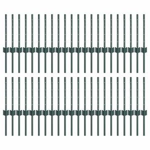 vidaXL Słupki ogrodzeniowe 44 pcs Zielony 80 cm Stal