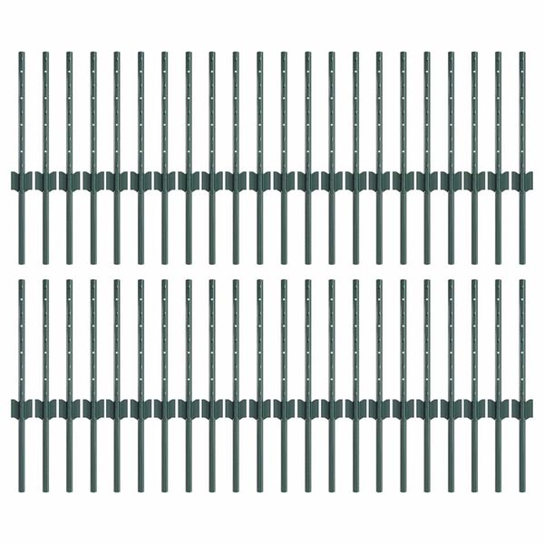 vidaXL Słupki ogrodzeniowe 44 pcs Zielony 80 cm Stal