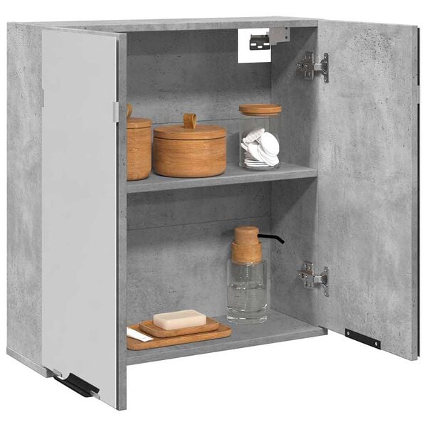 vidaXL Szafka łazienkowa z lustrem, szarość betonu, 64x20x66,5 cm