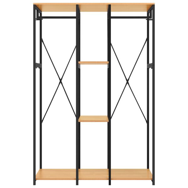 vidaXL Szafa garderobiana, czarno-dębowa, 110x40x167 cm, metal i płyta