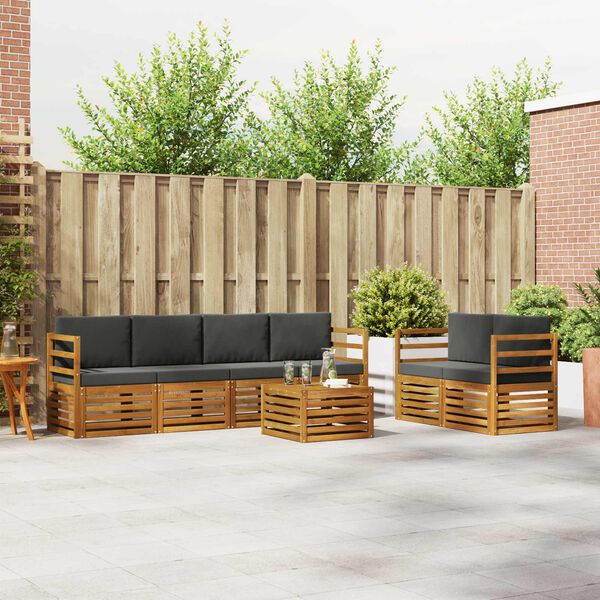 vidaXL Zestaw sof na zewnątrz z poduszką 7 pcs Naturalny i Antracytowy