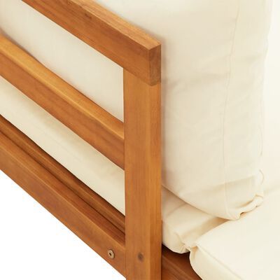 vidaXL Leżaki z kremowymi poduszkami, 2 szt., lite drewno akacjowe