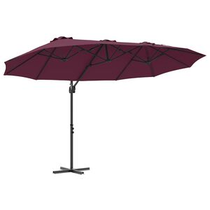 vidaXL Parasol plażowy Bordeaux Czerwony 372 x 198 x 243 cm