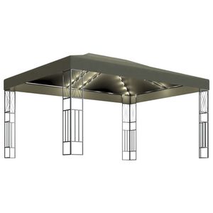 vidaXL Altana ze sznurem lampek LED, 3x4 m, tkanina w kolorze taupe