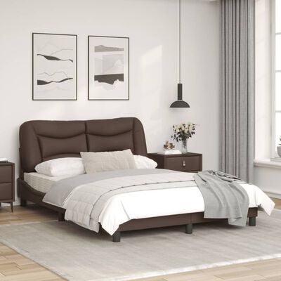 vidaXL Rama łóżka z zagłówkiem, brązowa, 120x200 cm, sztuczna skóra