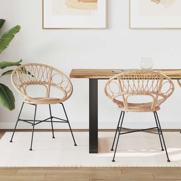 vidaXL Krzesło jadalniane 2 pcs Naturalny 49 x 51 x 81 cm