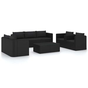 vidaXL 9-cz. zestaw mebli ogrodowych z poduszkami, rattan PE, czarny