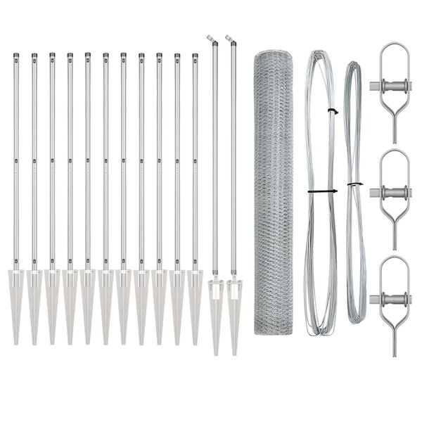 vidaXL Słupek ogrodzeniowy. Srebrny 25 x 1,2 m (siatka 13 mm) Stal