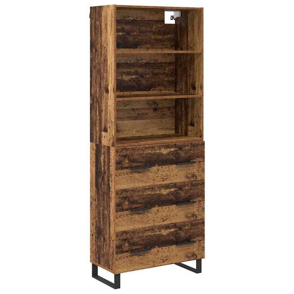 vidaXL Highboard z szufladą Stare drewno 69,5 x 34 x 180 cm