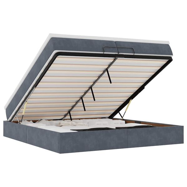 vidaXL Rama ł&oacute;żka otomana z materacami, szara, 200x200 cm, aksamit