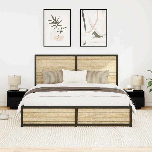 vidaXL Szafka Nocna z szufladą 2 pcs Czarny Dąb 40 x 39 x 37 cm