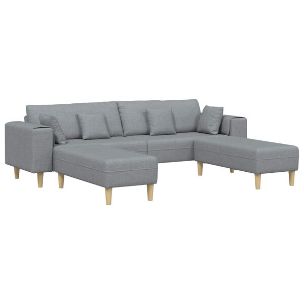 vidaXL Sofa z poduszką 3 pcs Jasnoszary tkanina