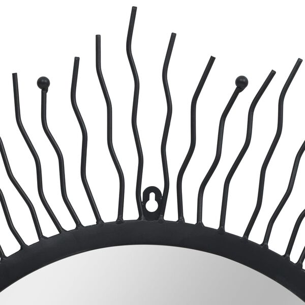 vidaXL Lustro ścienne w kształcie słońca, 80 cm, czarne