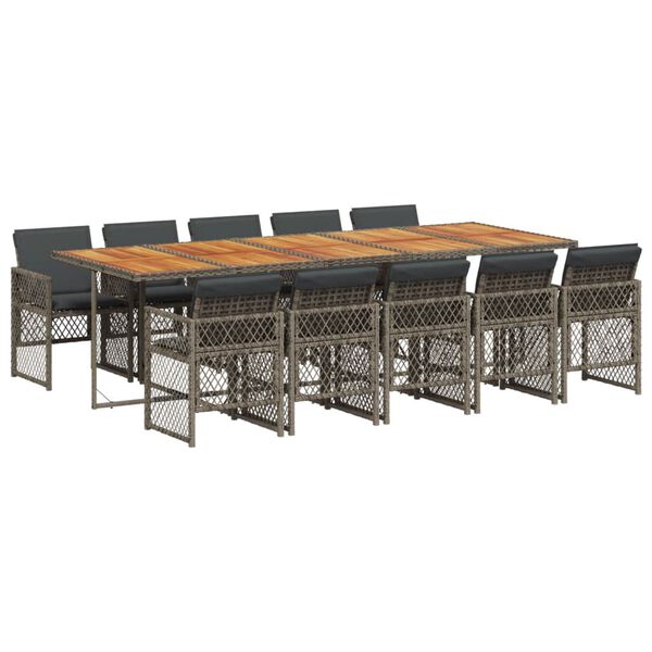 vidaXL 11-cz. zestaw mebli do ogrodu, z poduszkami, szary rattan PE